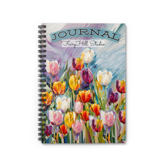 Spiral Notebook - Ruled Line - Colorful Tulip Acrylic Art