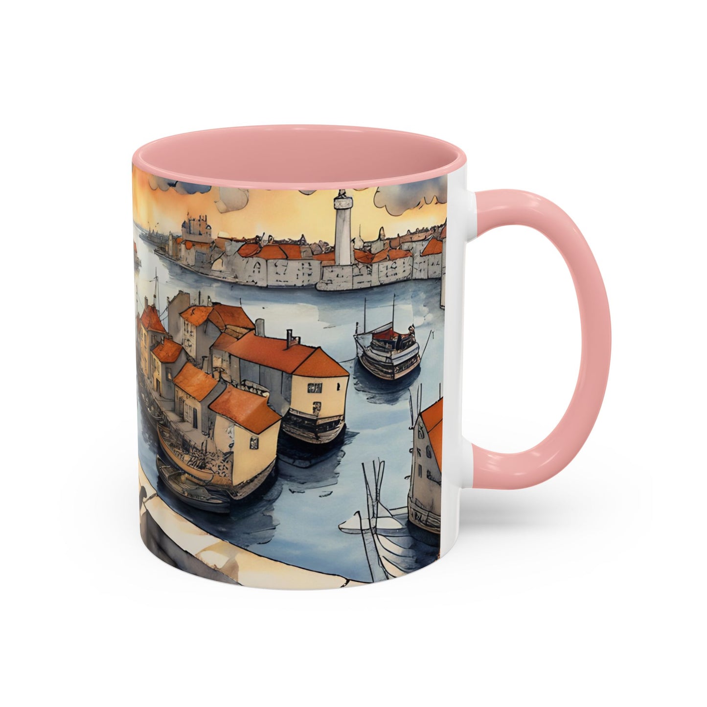 Girl with Black cat on a roof top Art-Themed Coffee Mug - 11 & 15oz Accent Mug for Musroom Fsiry Lovers