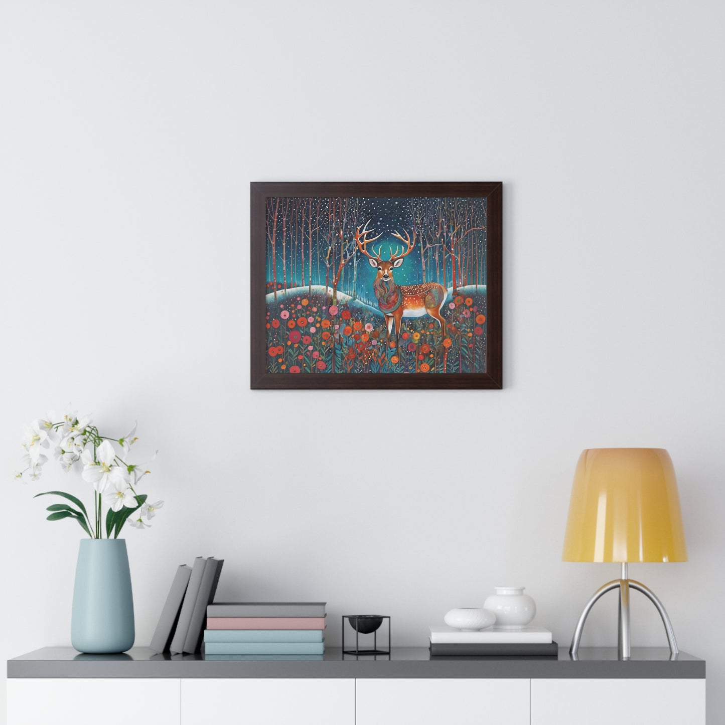 Framed Horizontal Magestic Deer Poster Spiritual Rumi art Quote art by Fairyhill Studio