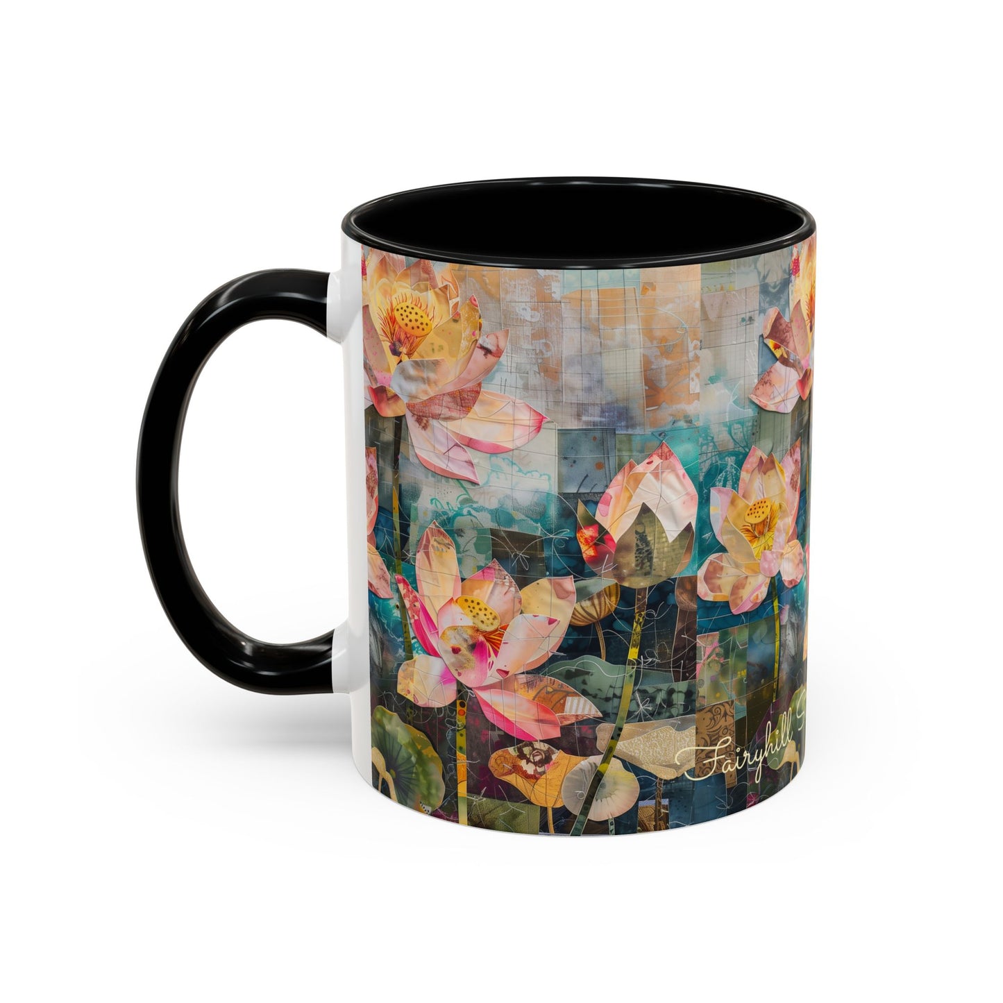 Coffee Mug Monet's pink Water lillies 11oz art by Fairyhill Studio