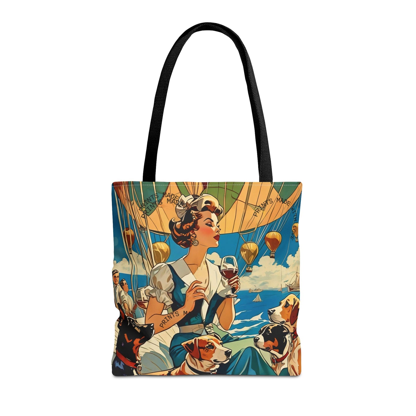 Vintage Hot Air Balloon Dog Lover Tote Bag