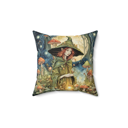 Forest Moon Fairy Square Pillow -  by Fairyhill Studio