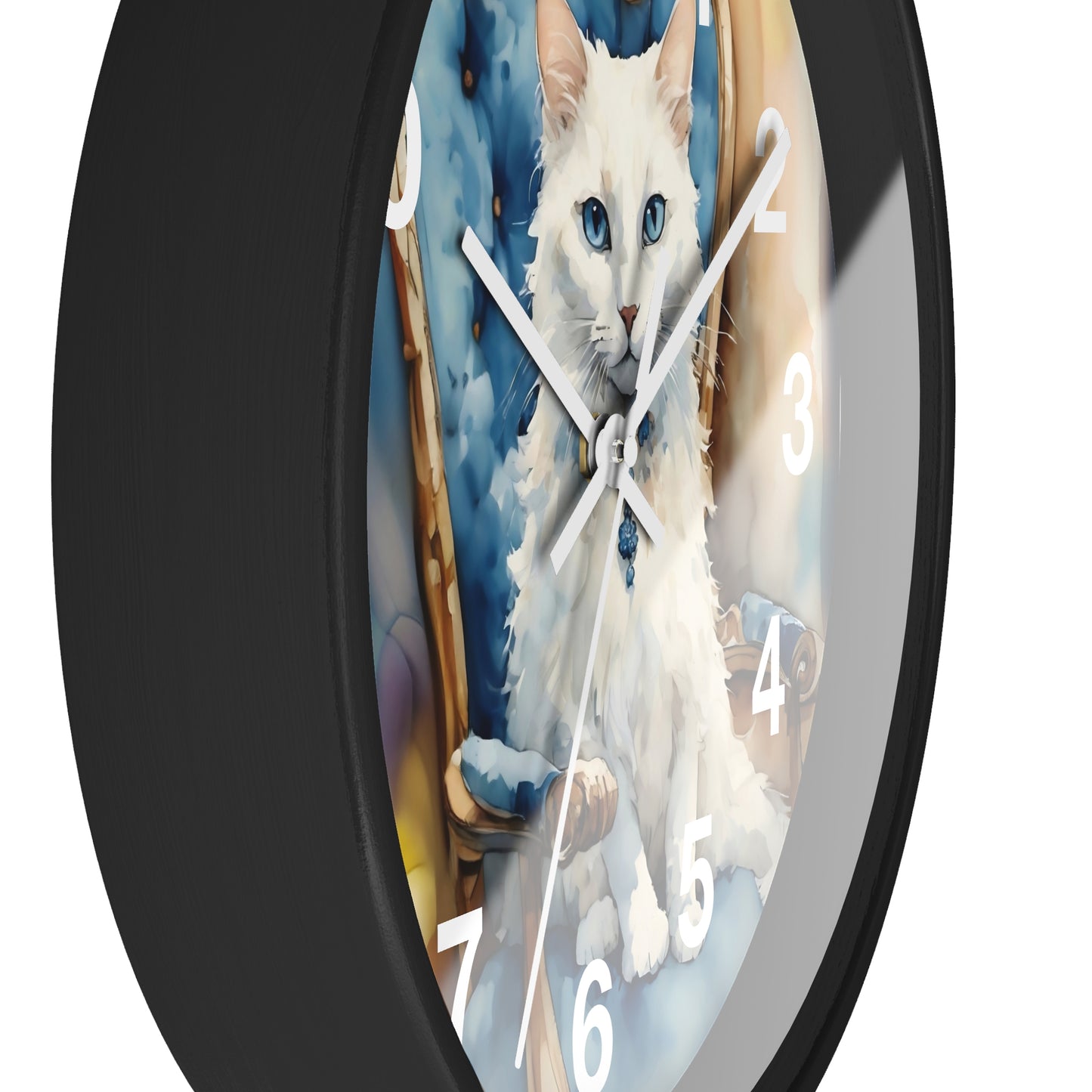 White Cat Lovers Wall Clock