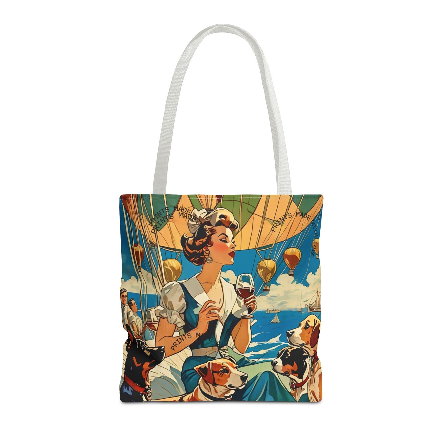 Vintage Hot Air Balloon Dog Lover Tote Bag