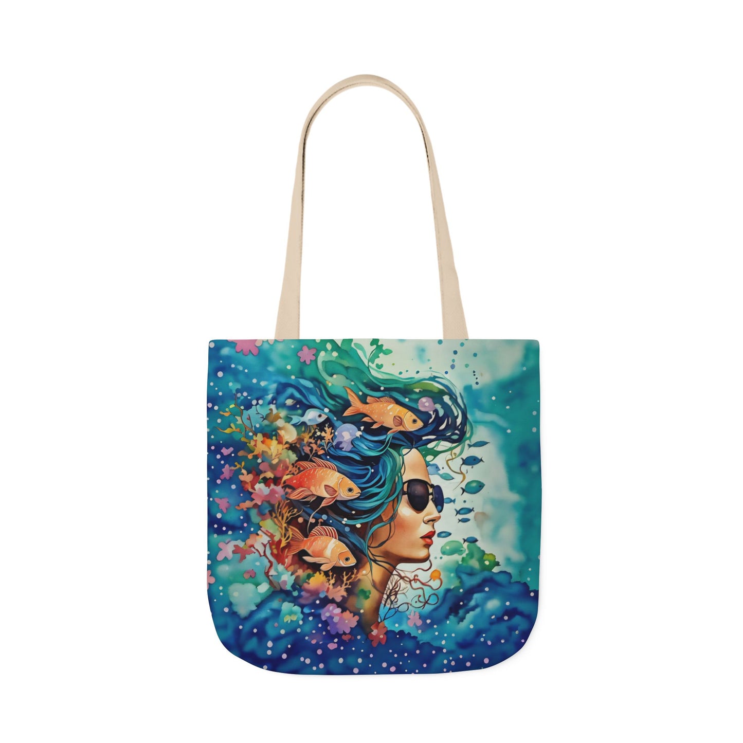 Colorful Ocean-Inspired Canvas Tote Bag - Perfect for Beach Days, Eco-Friendly Shopping, and Summer Fun!