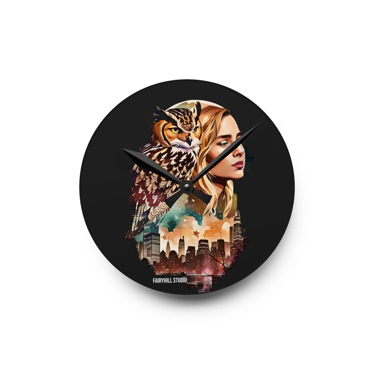 Acrylic Wall Clock -Owl Flaco Newyork Memory of Flaco/Art