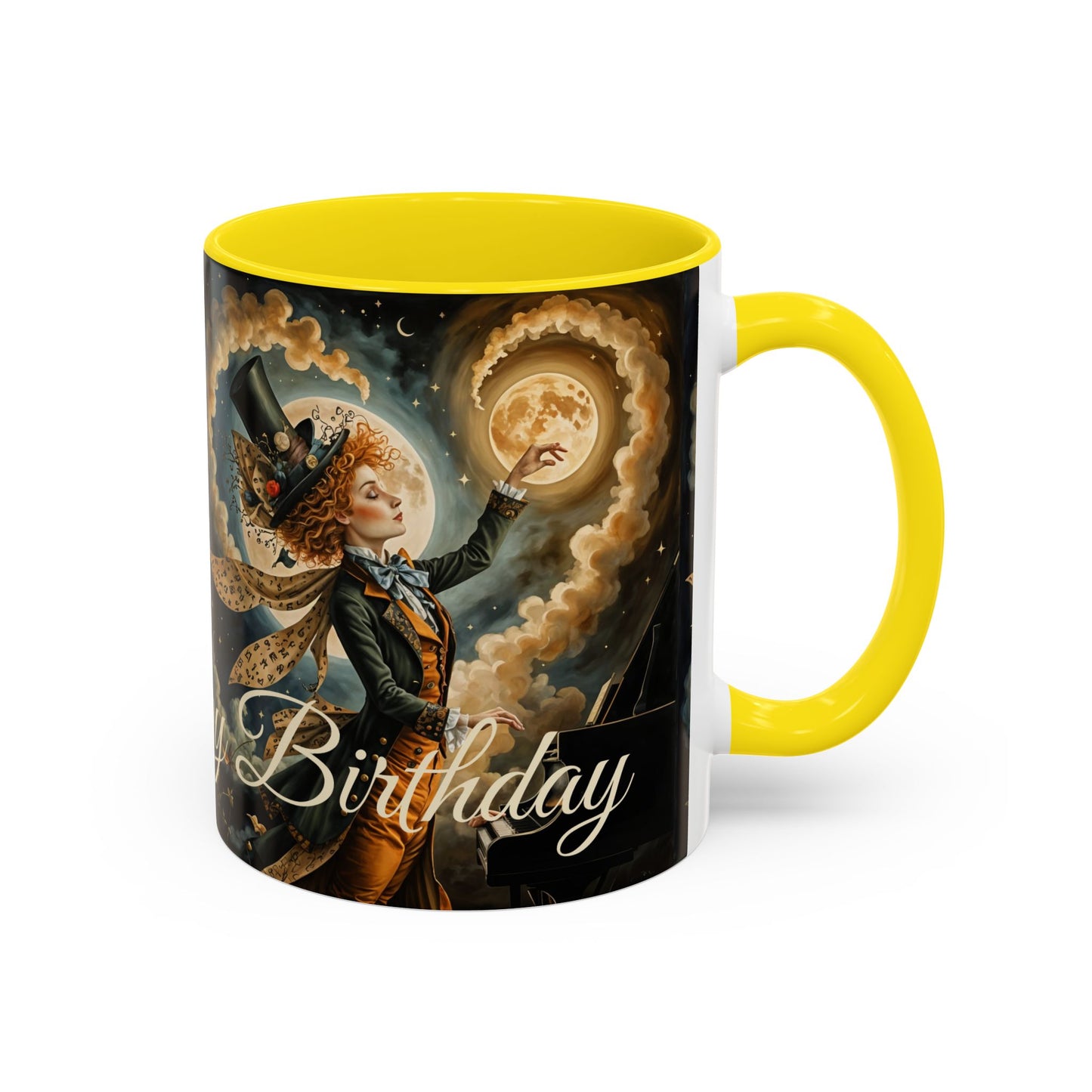 Coffee Mug - Whimsical Mad Hatter Happy Birthday Design by Fairyhill Studio