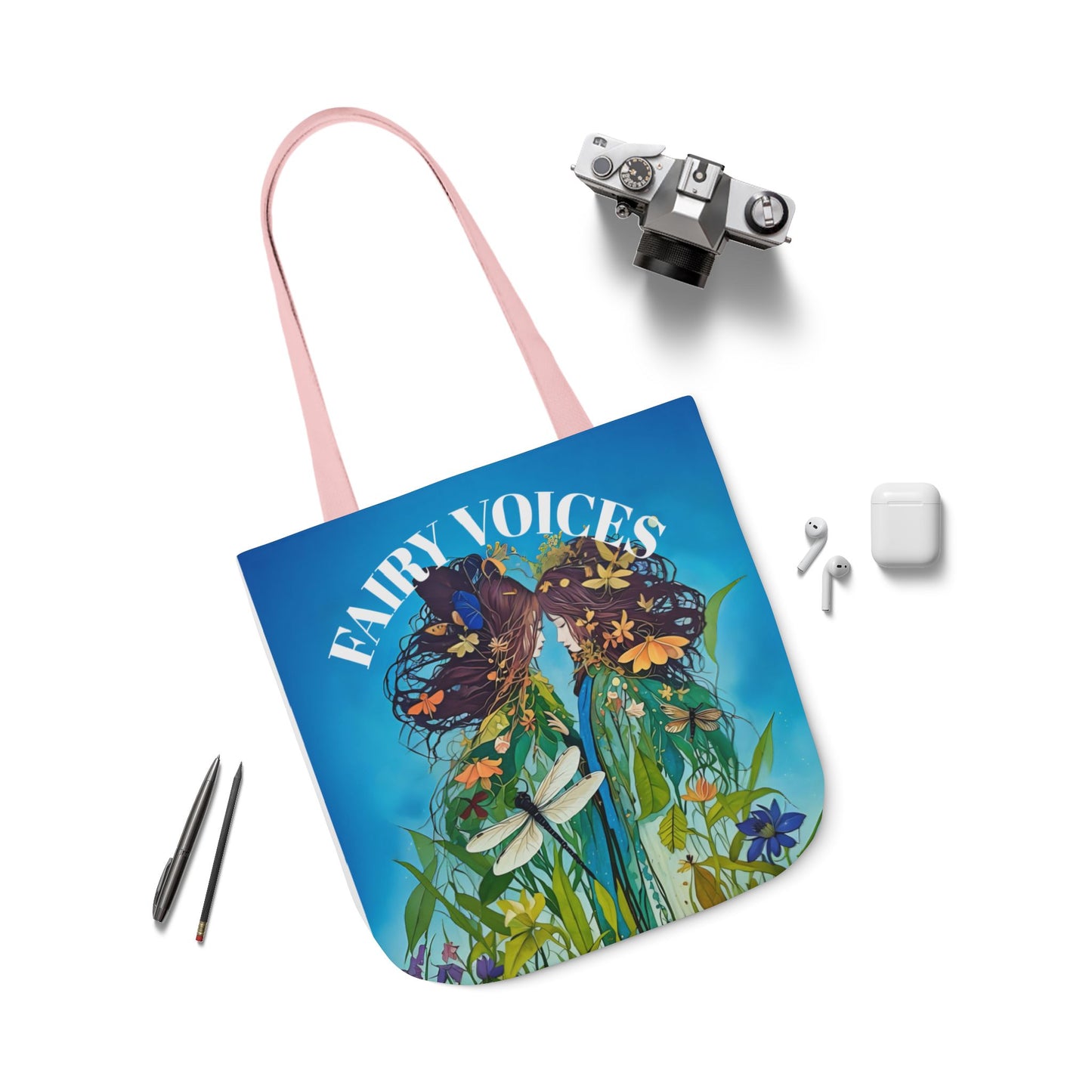 Colorful Fairy Voices Dragonfly Friendship- Canvas Tote Bag - Perfect for Beach Days, Eco-Friendly Shopping, and Summer Fun!