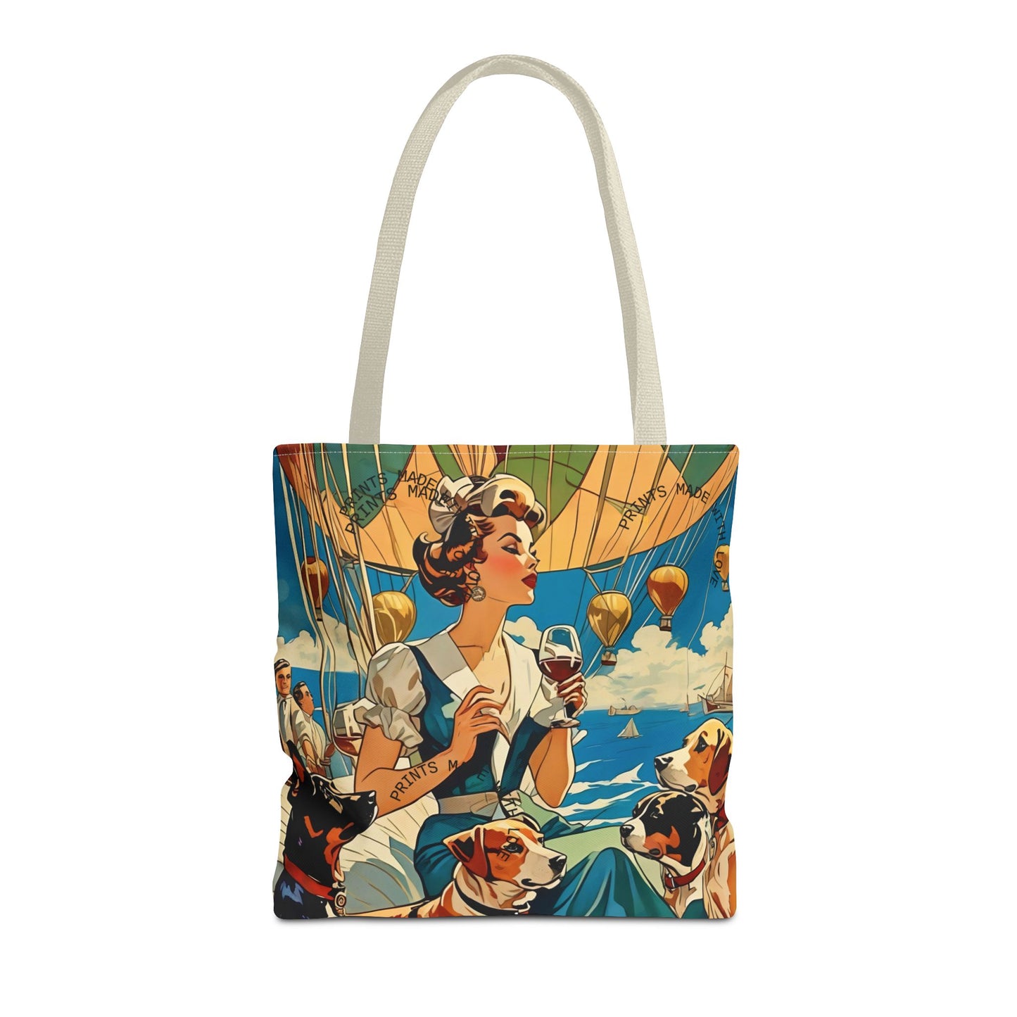 Vintage Hot Air Balloon Dog Lover Tote Bag