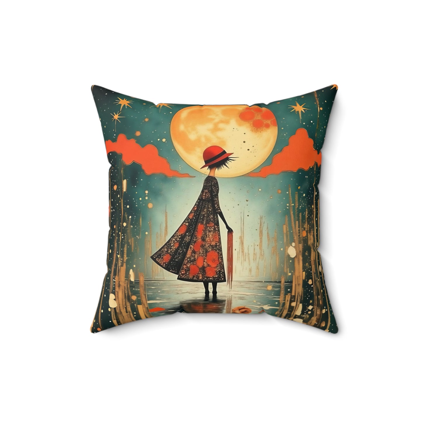 Autumn Rain Square Pillow - by Fairyhill Studio