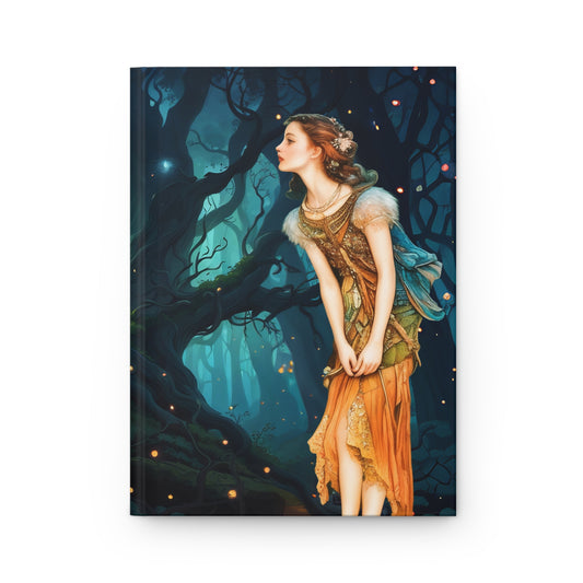 Hardcover Journal Matte - Midsummer Fairy Forest Art Moonlit Magical Dark Woods