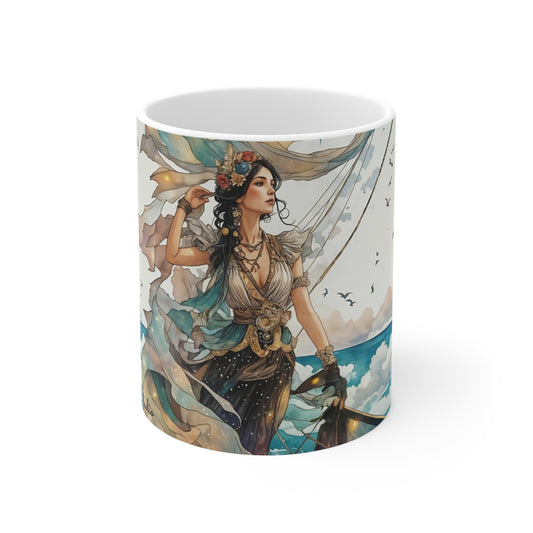 Elegant Floral Art Mug - 11oz Coffee Cup for Coffee Art Lovers