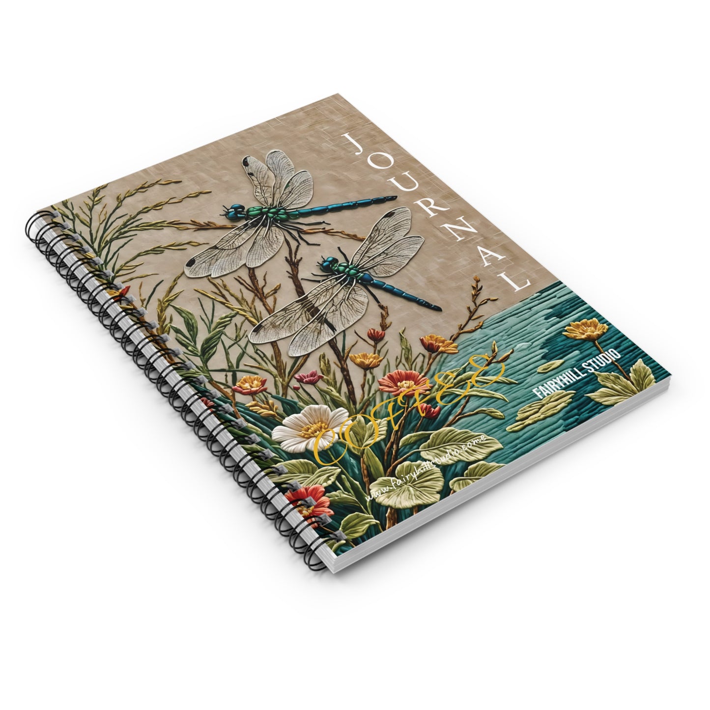 Dragonfly Notebook - Ruled Line coffee Spiral Journal