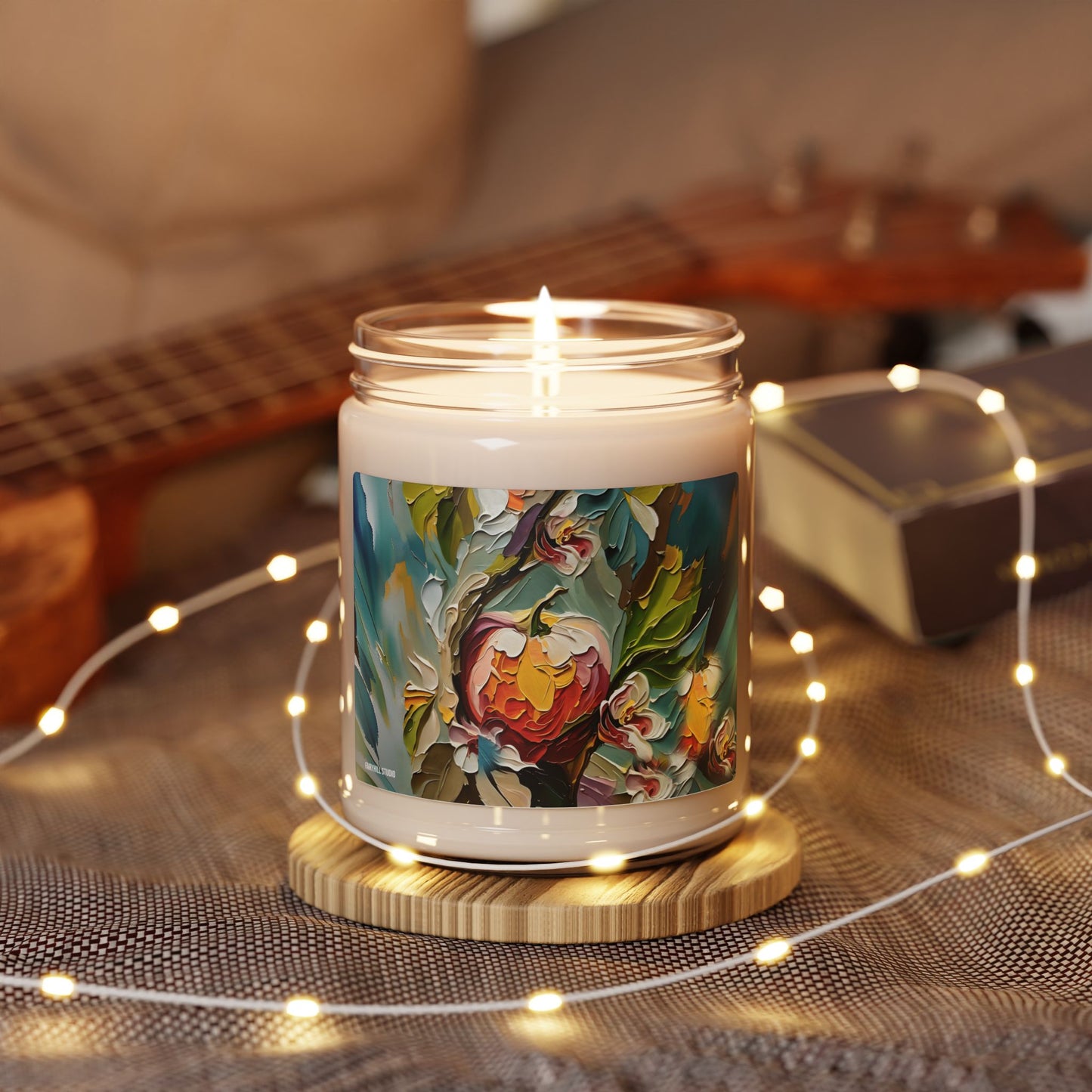 Floral Aromatic Soy Candle Apple Harvest- 9oz | Hand-poured Scented Candle for Relaxation & Home Decor