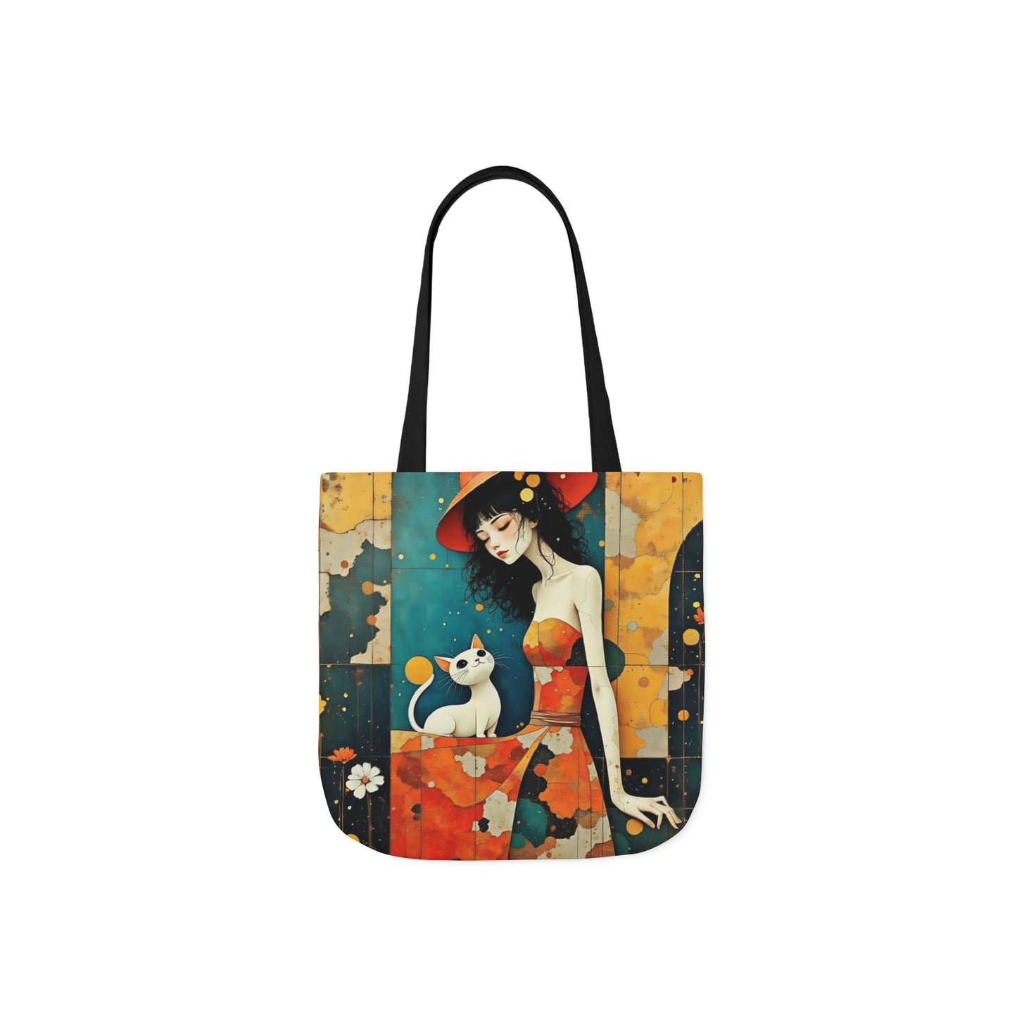 Colorful Cat -Inspired Canvas Tote Bag - Perfect for Beach Days, Eco-Friendly Shopping, and Summer Fun!
