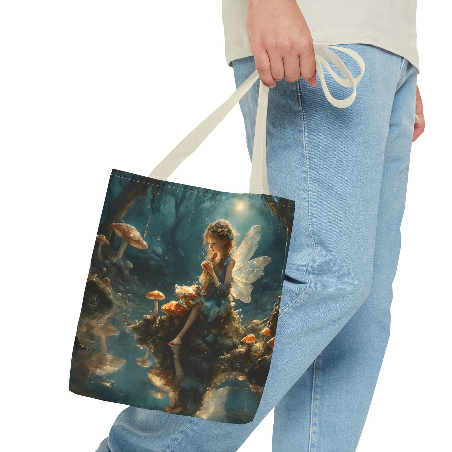 Tote Bag Fairy Sitting in a Lake Art by Fairyhill Studio