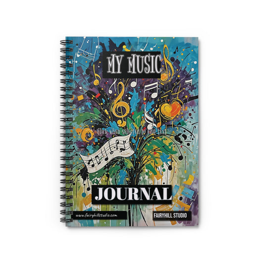 Spiral Notebook Christmas holiday journal with bouquet of music  notes - Ruled Line