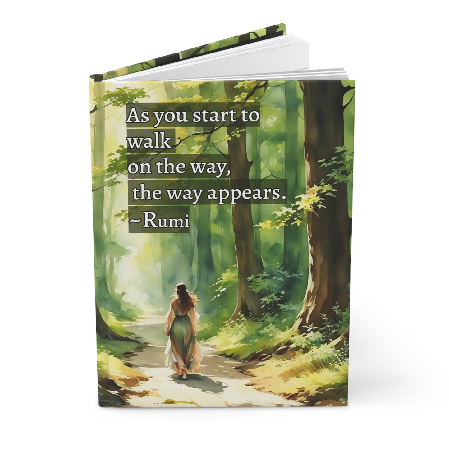 Hardcover Journal Matte - Personalized Rumi Quote Illustration Art by fairyhill studio