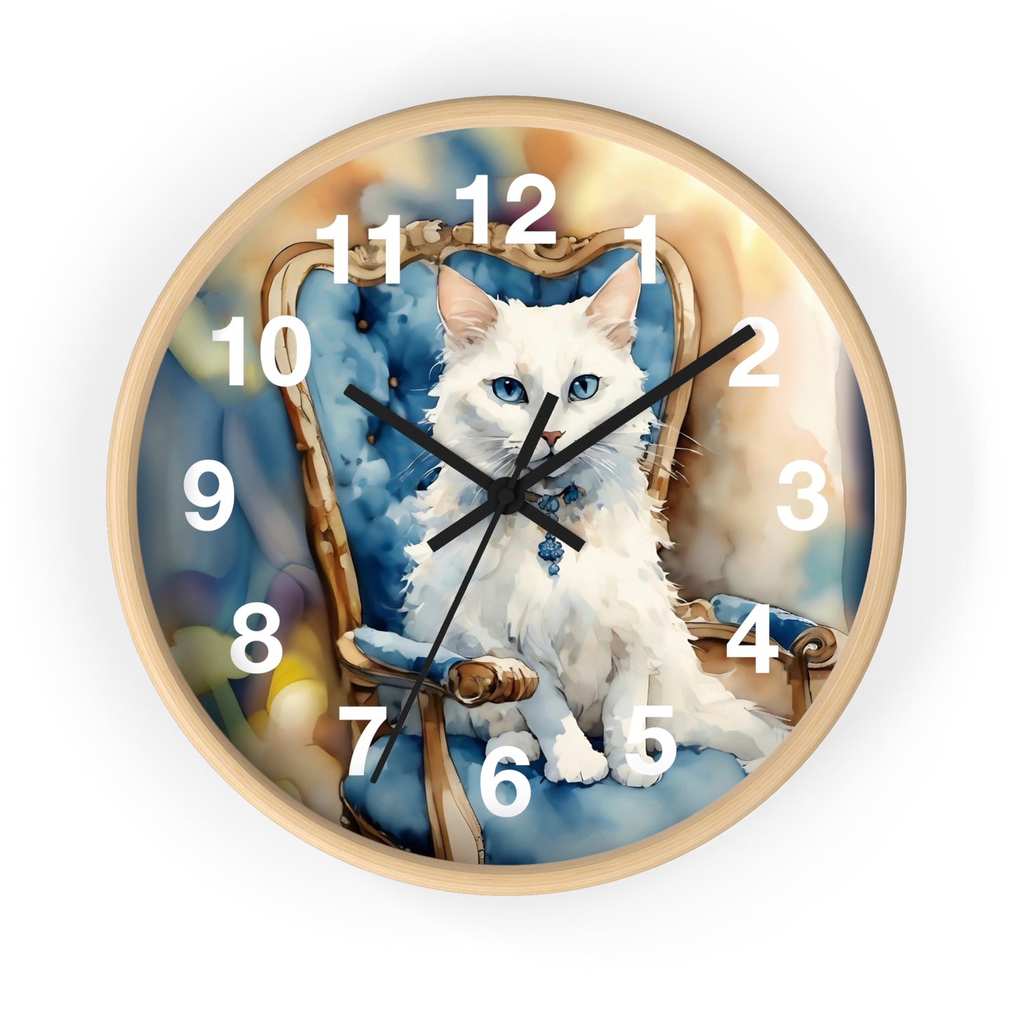 White Cat Lovers Wall Clock