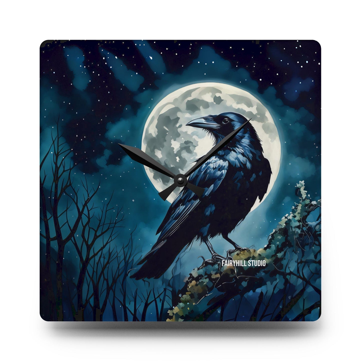 Acrylic Wall Clock -Raven and the Moon/Art