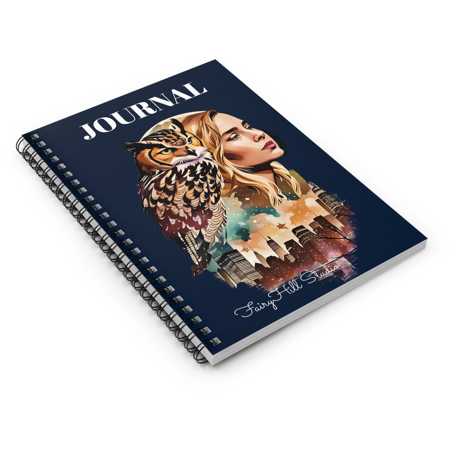 Spiral Notebook -Girl and the Spirit Animal Owl Flaco