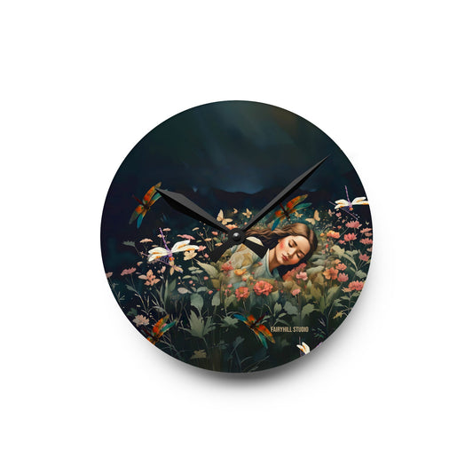 Wall Clock - Midnight Fairy Garden Art
