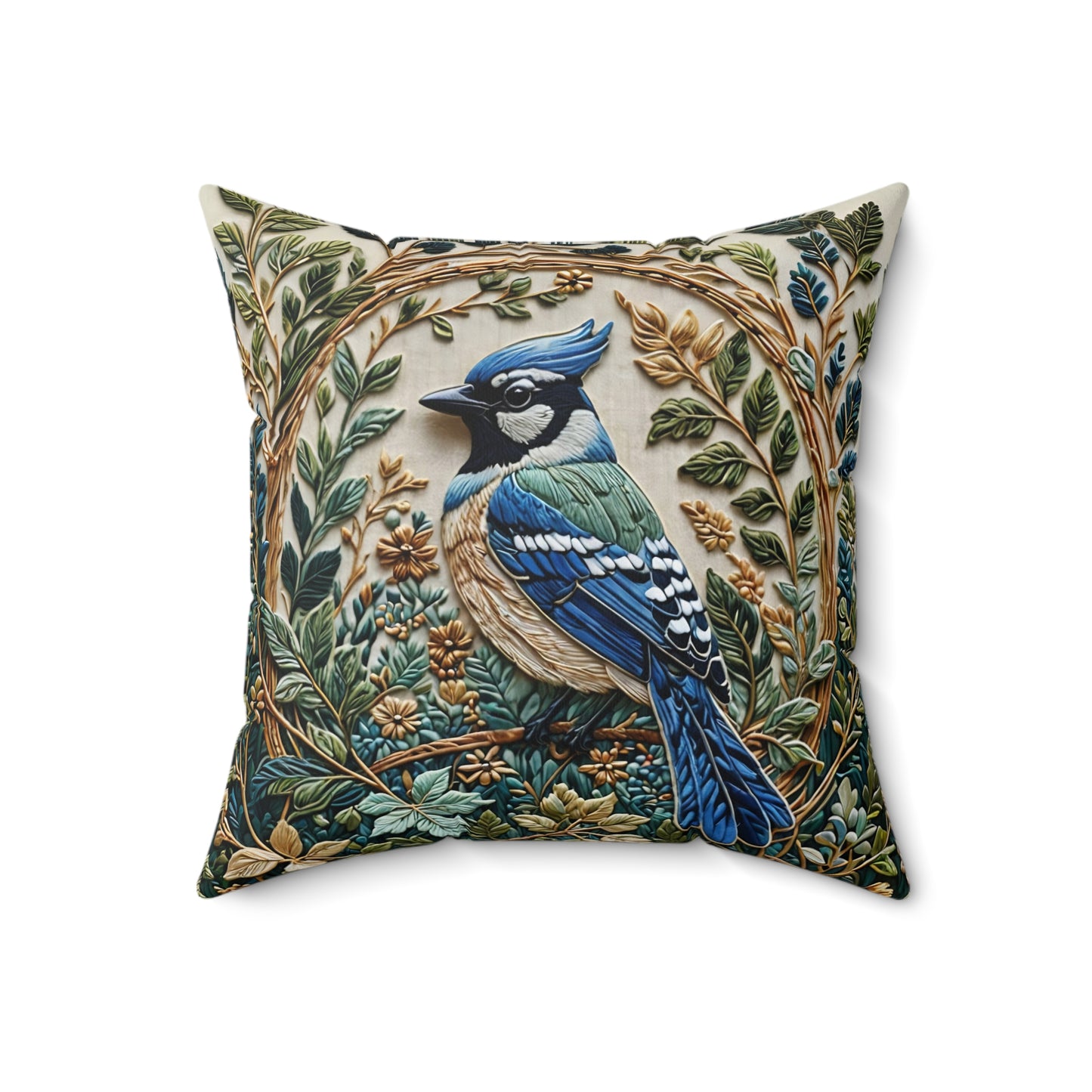 - Blue Jay Bird William Morris Inspired pillow | Eco-Friendly and Artistic Gift for Her