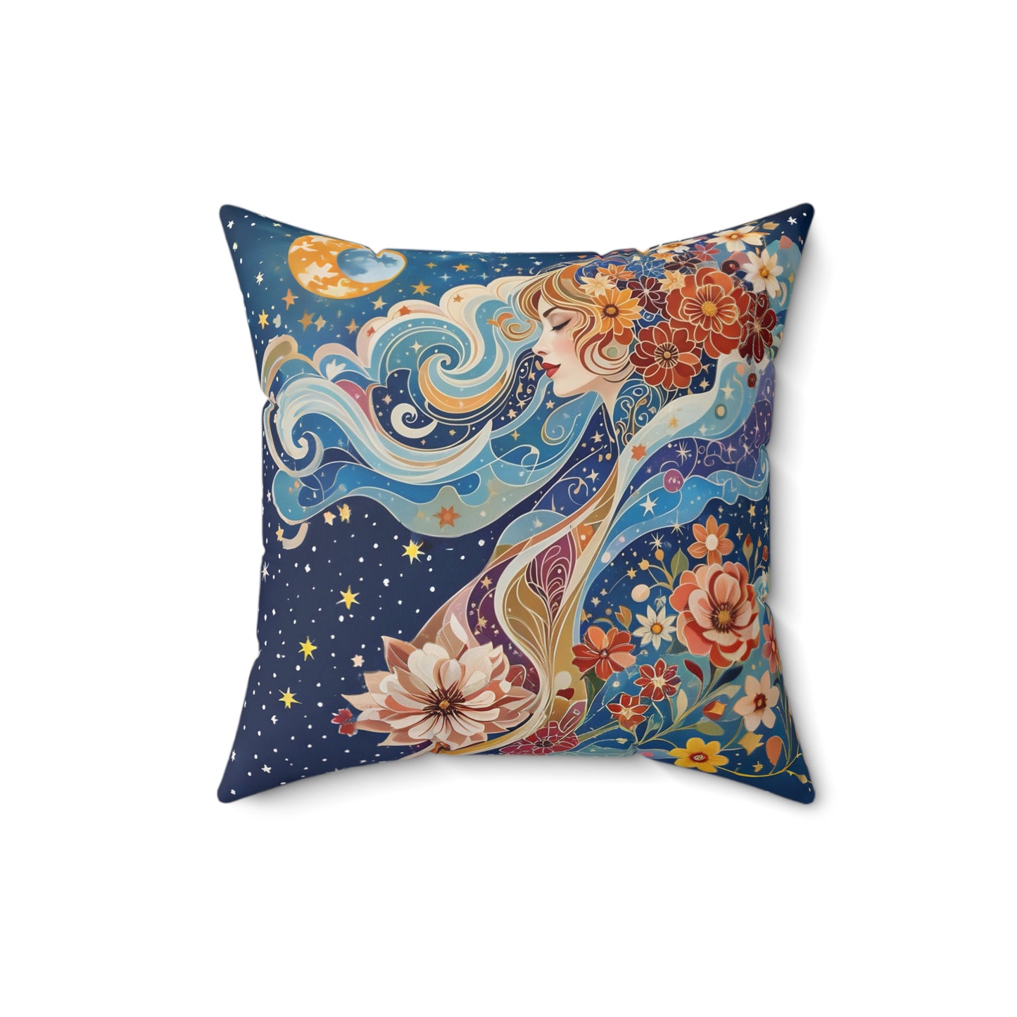 Celestial Mindfulnes Square Pillow - by Fairyhill Studio