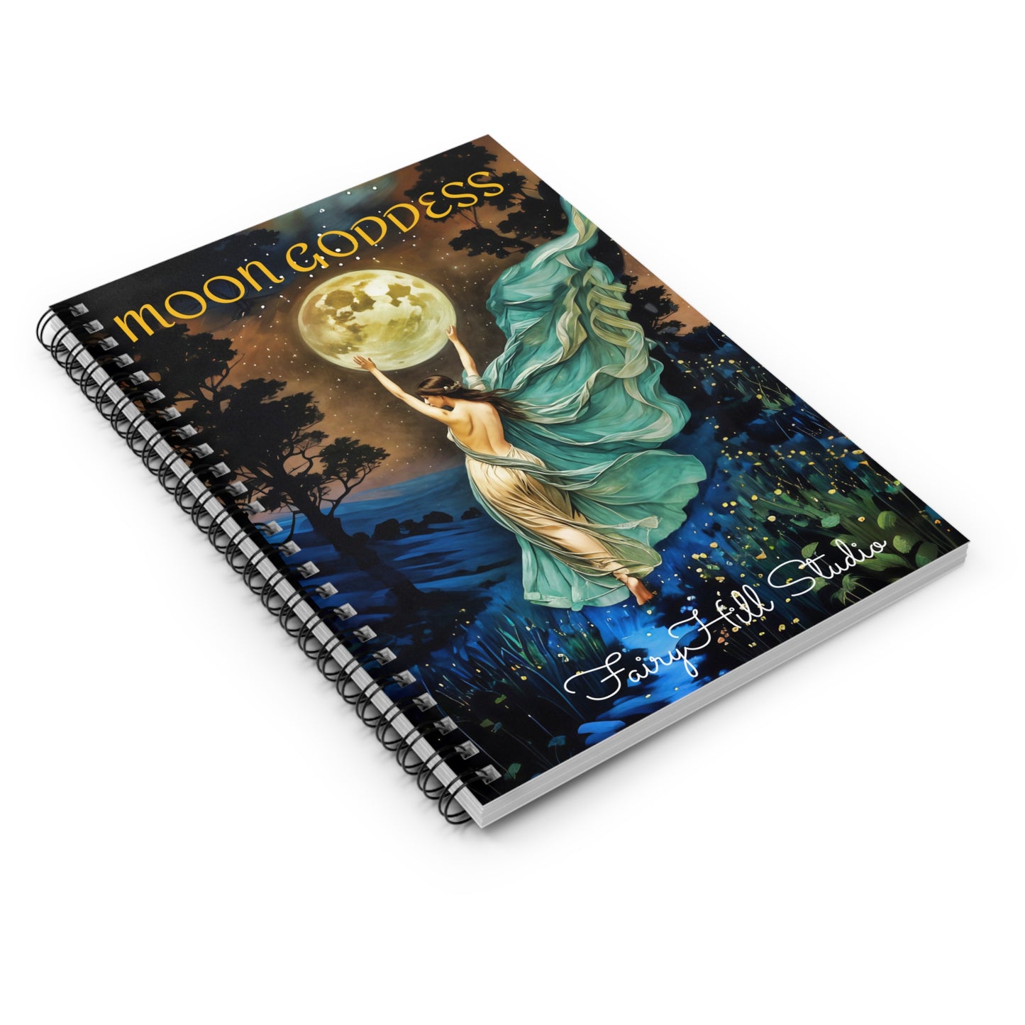 Spiral Notebook/ Moon Goddess  Journal /FairyHill Studio Journal Ruled Line Journal