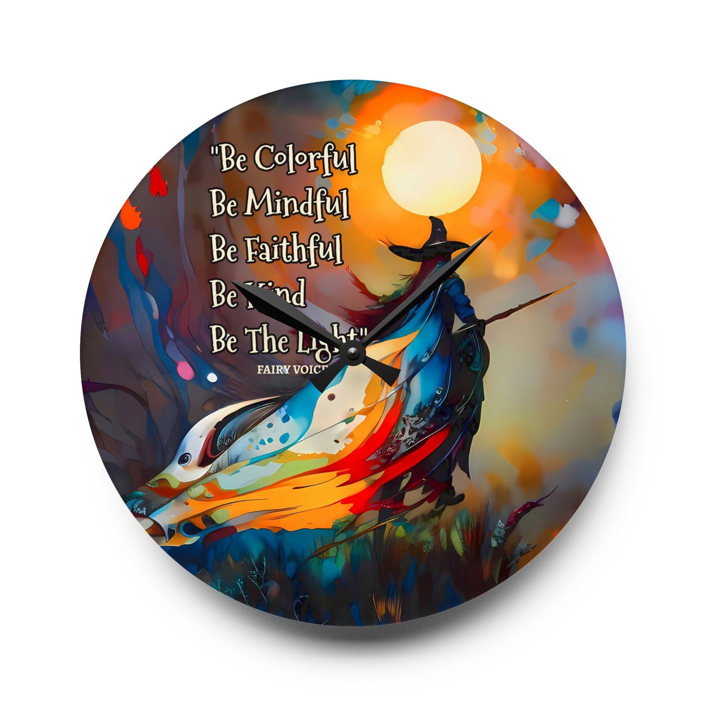 Colorful Witch Wall Clock