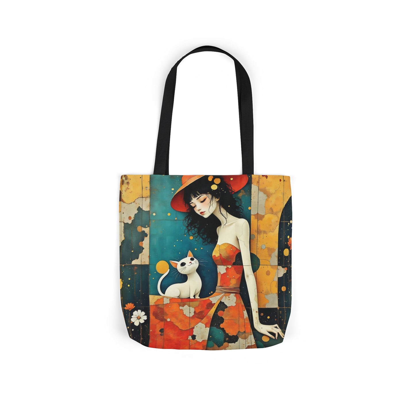 Colorful Cat -Inspired Canvas Tote Bag - Perfect for Beach Days, Eco-Friendly Shopping, and Summer Fun!