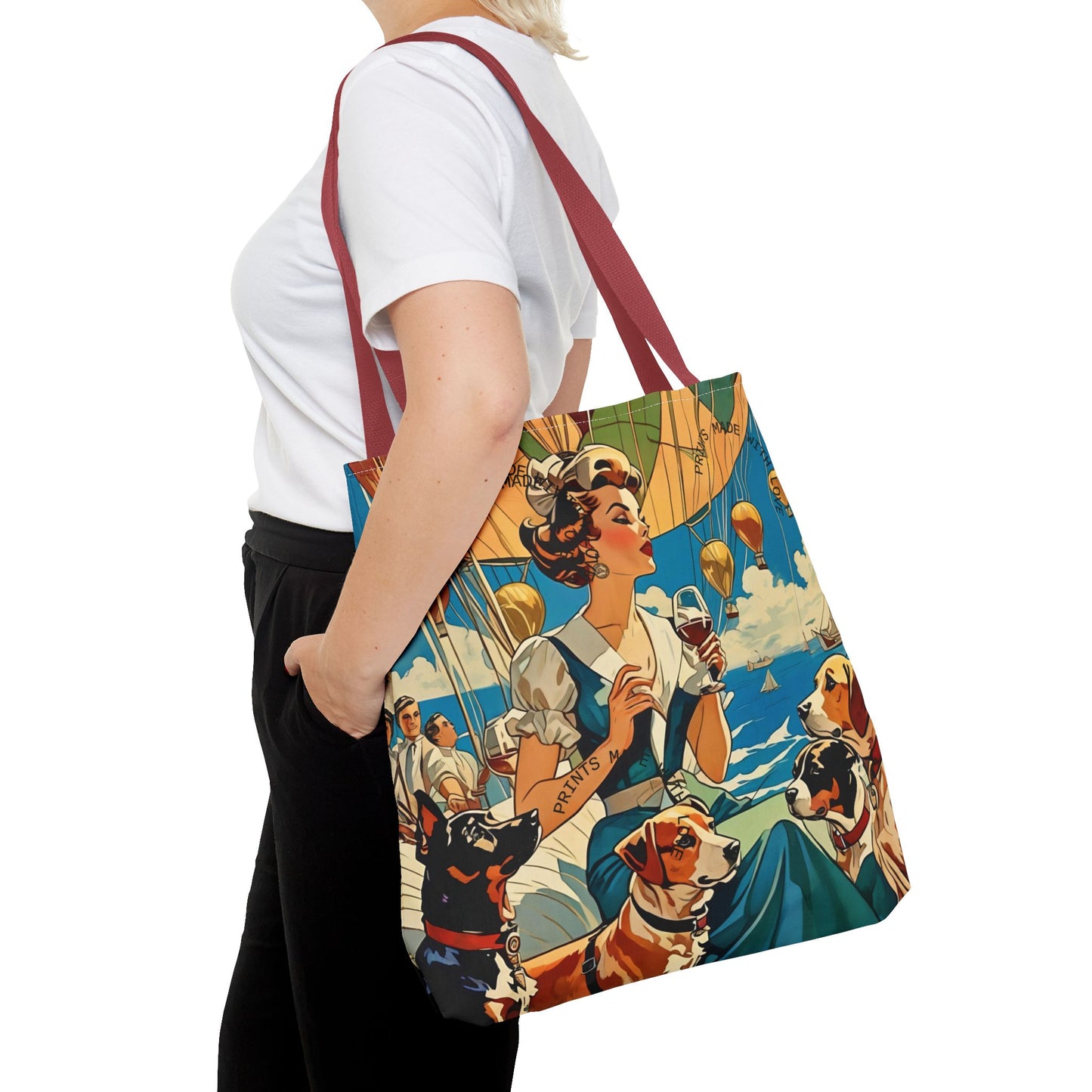 Vintage Hot Air Balloon Dog Lover Tote Bag