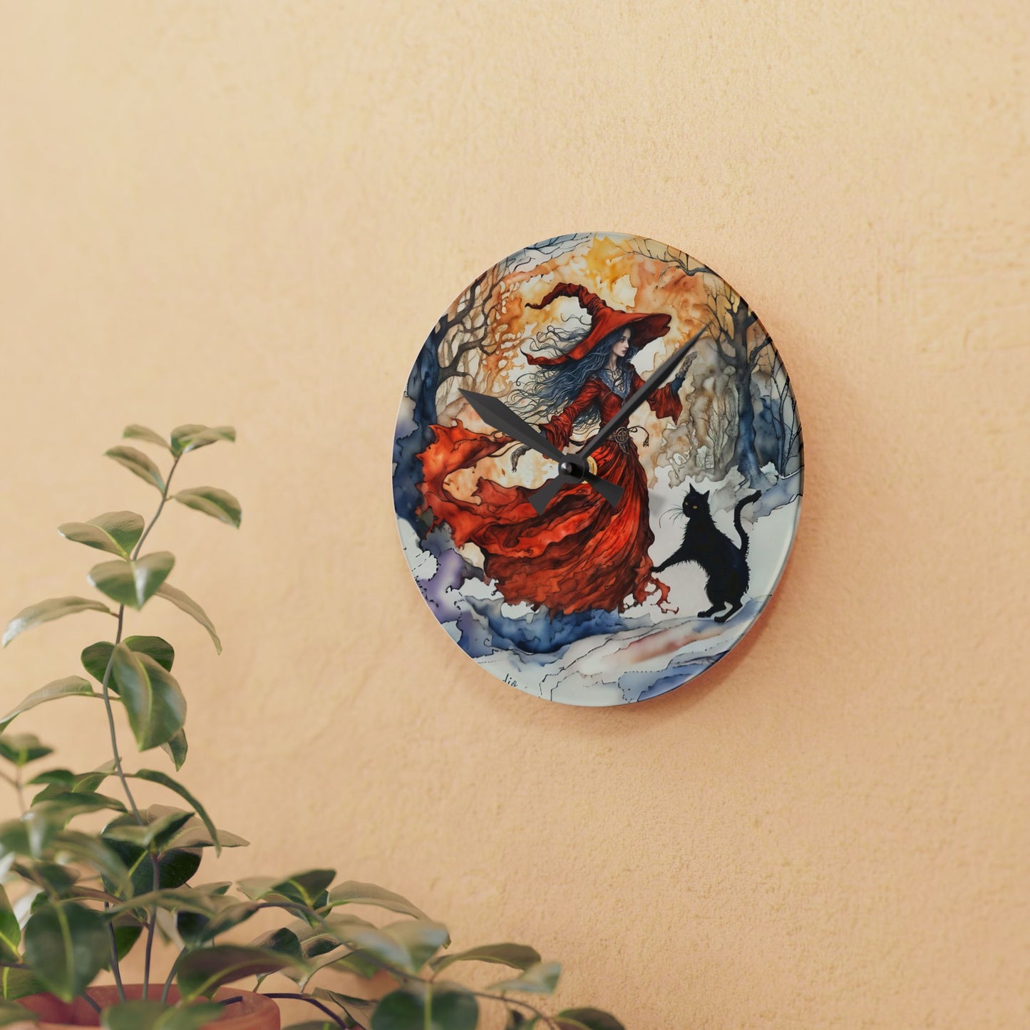 Crimson witch - by Fairyhill Studio  Wall clock  Gift   Acrylic Wall Clock