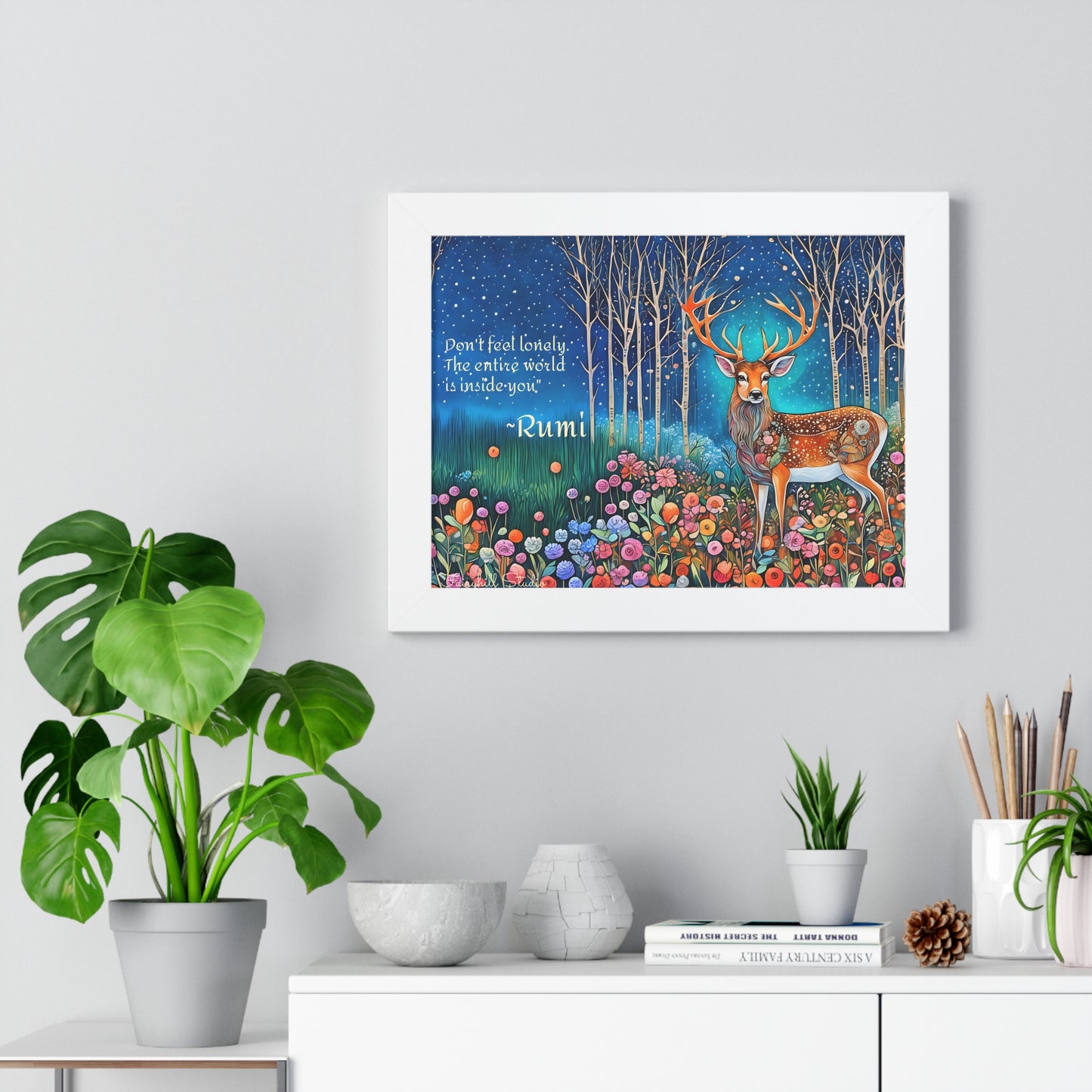 Majestic Boho Deer Framed Poster