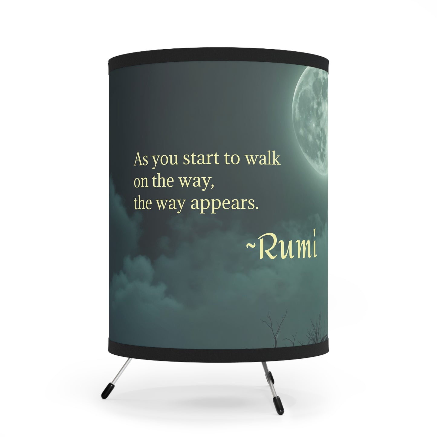 Tripod Lamp with Rumi Quote
