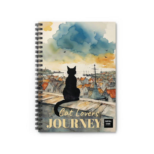 Black Cat on a roof  Spiral Notebook /Fairyhill studio