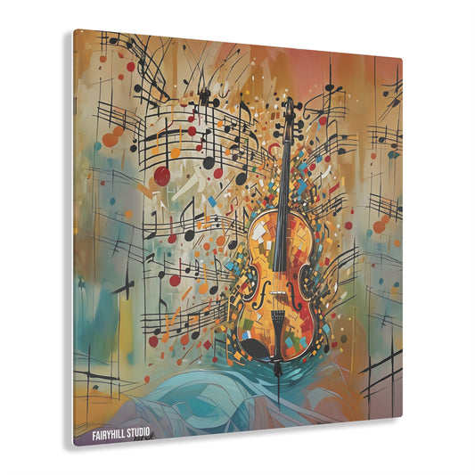 FairyHill Studio Violin with Music Notes  Art Acrylic Print -