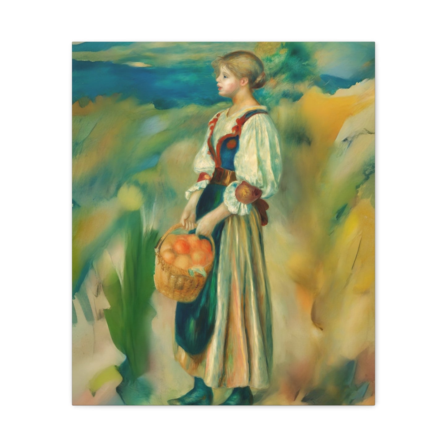 Canvas Print - Girl with a Basket of Oranges Art by Auguste Renoir