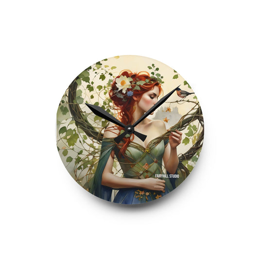 Acrylic Wall Clock Princess and the bird/Art