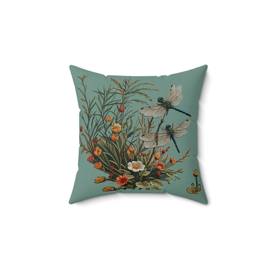 Spun Polyester Square Dragonfly Pillow