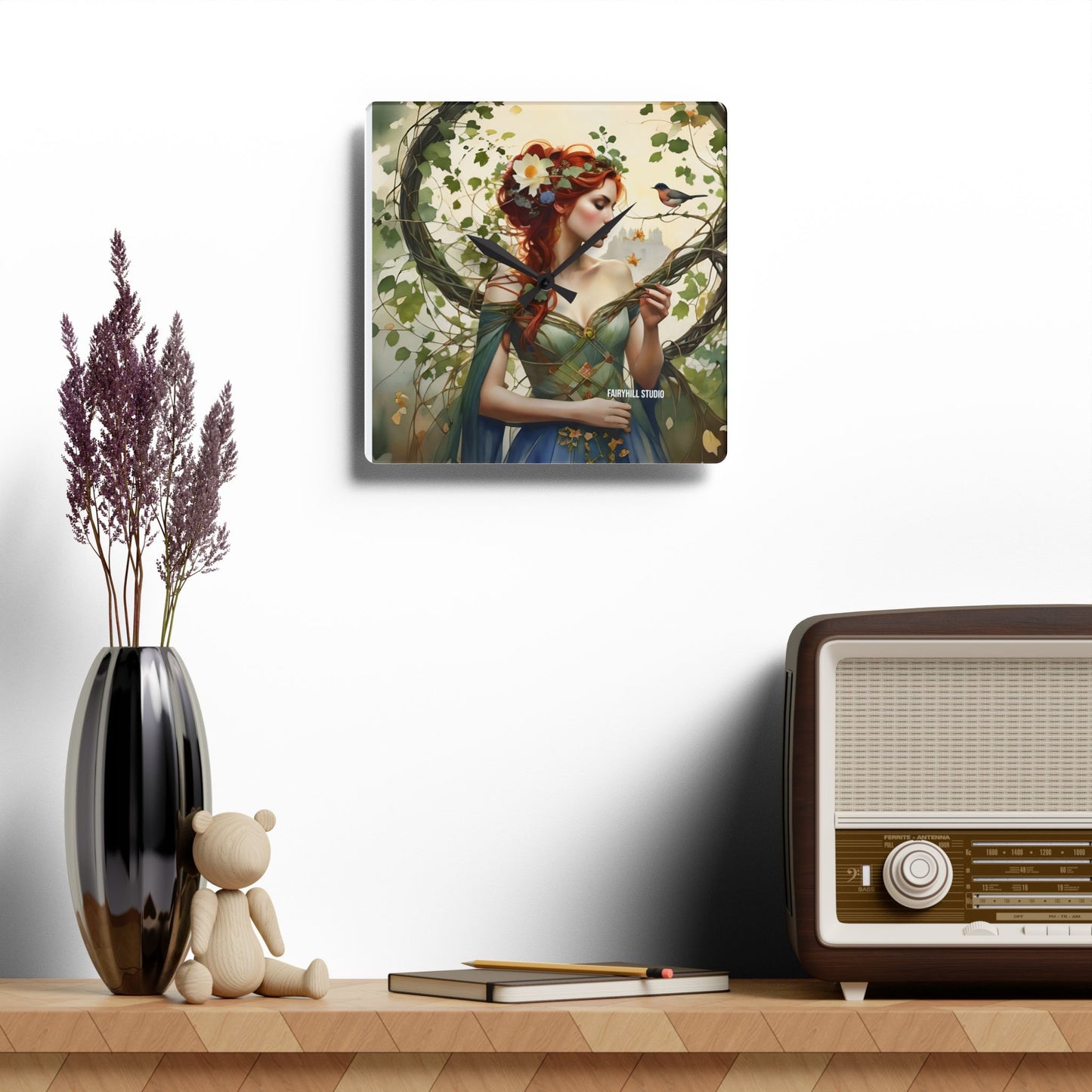 Acrylic Wall Clock Princess and the bird/Art