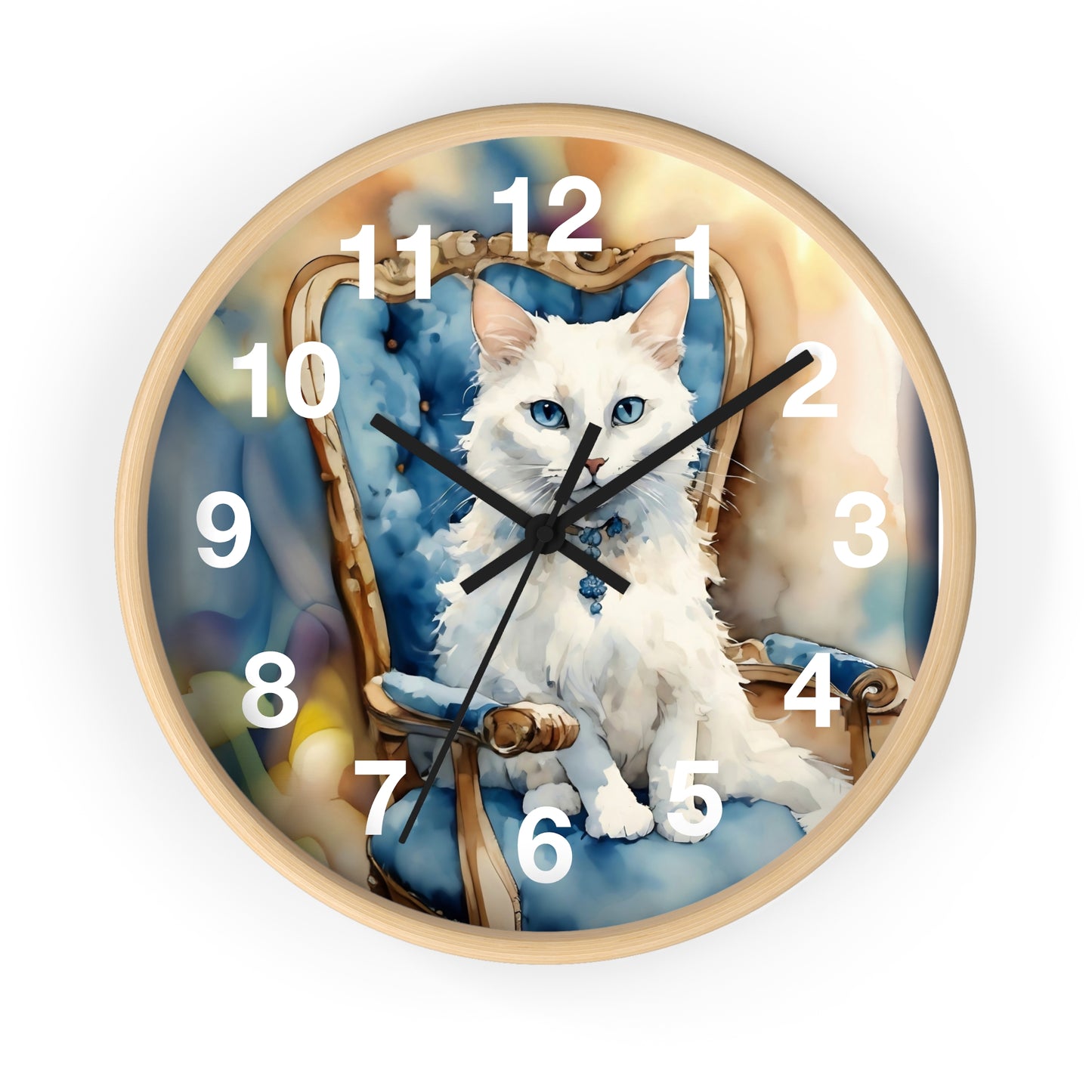 White Cat Lovers Wall Clock