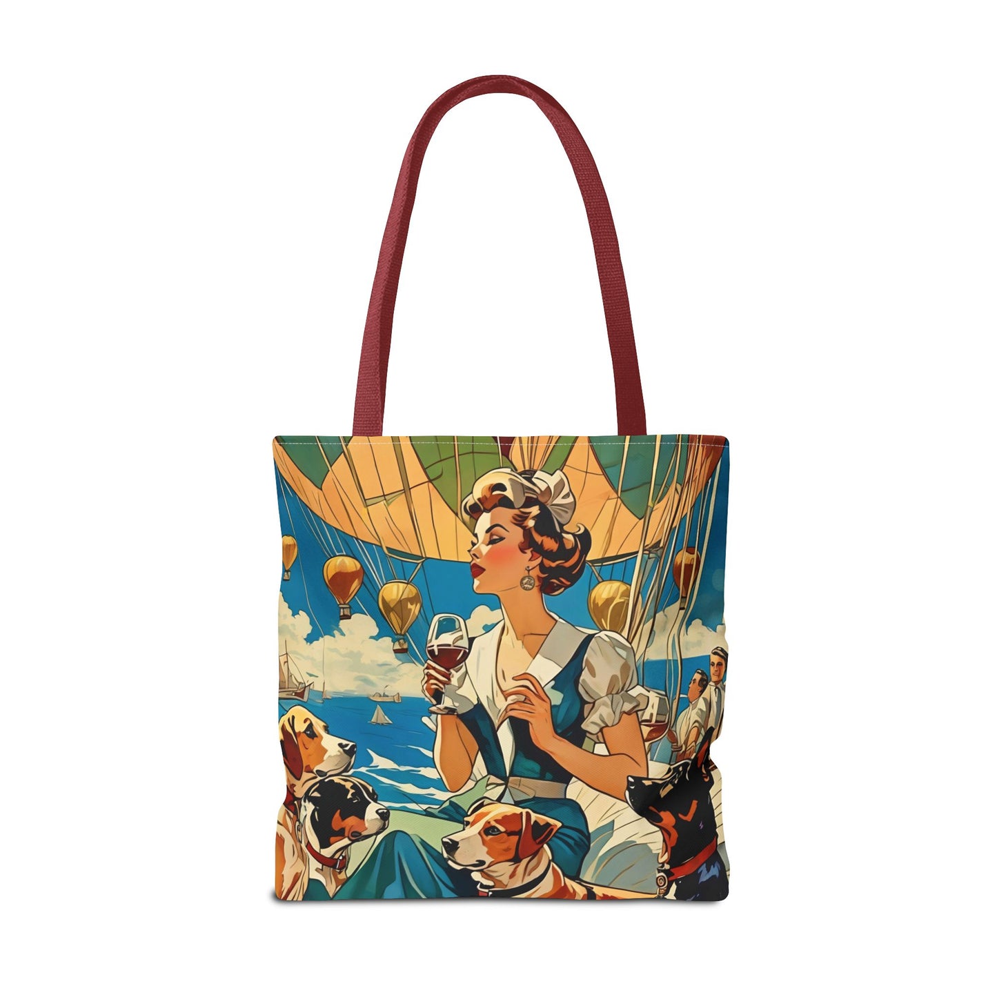 Vintage Hot Air Balloon Dog Lover Tote Bag