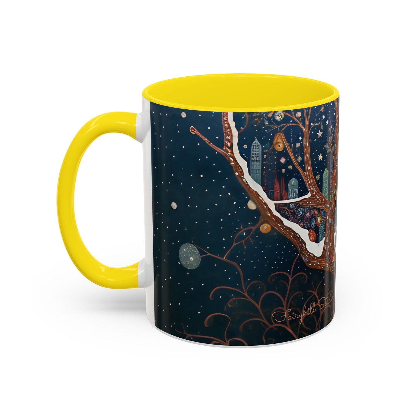 Accent Boho Style Night Owl Mug on a Snowy New York Night Coffee Mug (11, 15oz)