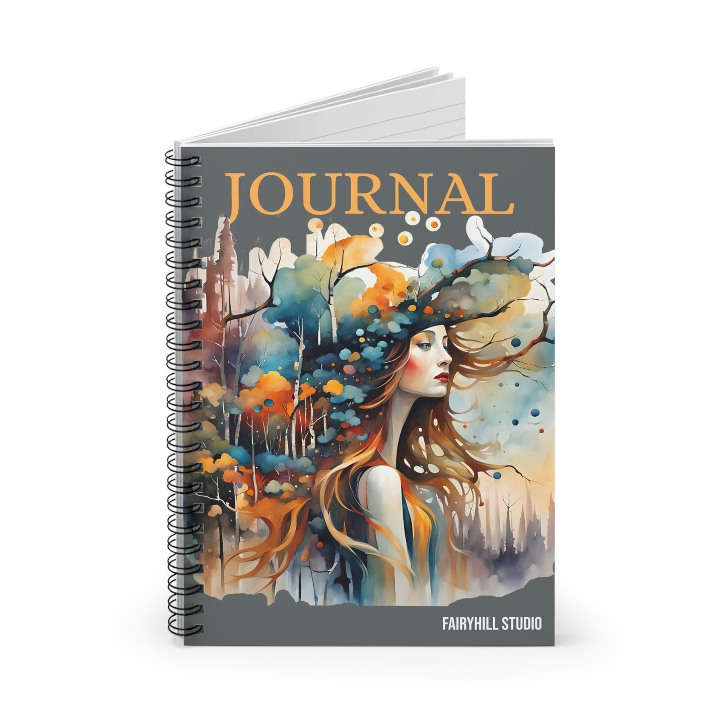 Fairy Hill Studio Woman with hat Art Journal, Spiral Notebook - Ruled Line