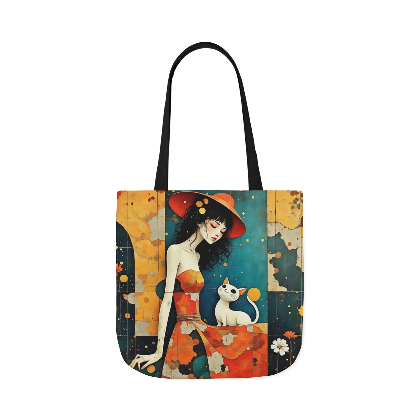 Colorful Cat -Inspired Canvas Tote Bag - Perfect for Beach Days, Eco-Friendly Shopping, and Summer Fun!
