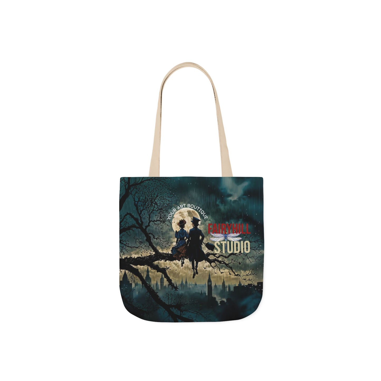 London moon under Rain Canvas Tote Bag - Perfect for Beach Days, Eco-Friendly Shopping, and Summer Fun!