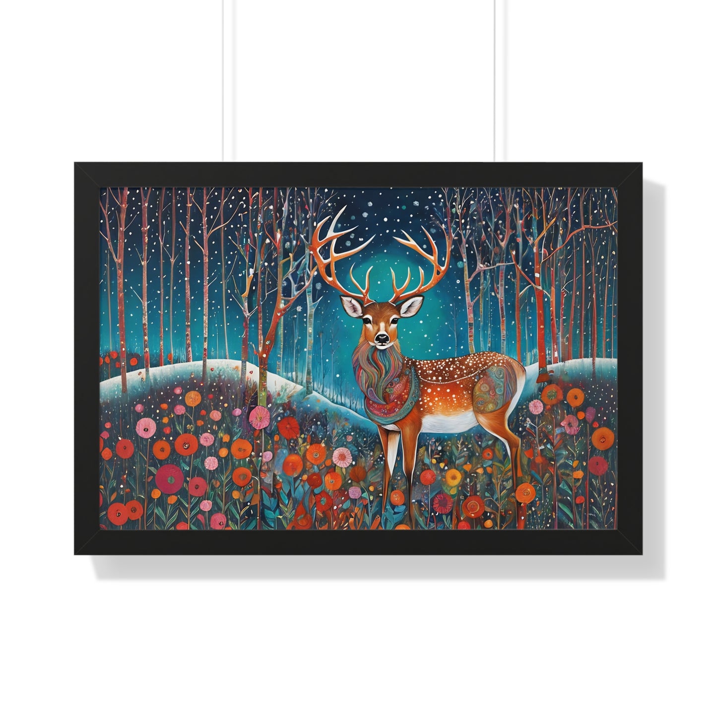 Framed Horizontal Magestic Deer  Poster Spiritual Rumi art Quote art by Fairyhill Studio
