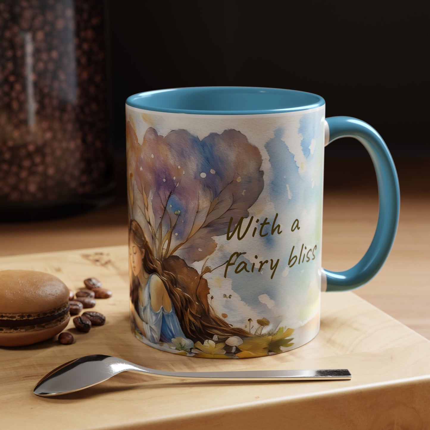 Mug Fairy Angel Blessing Flowers Watercolor Accent Coffee Mug 11 & 15oz