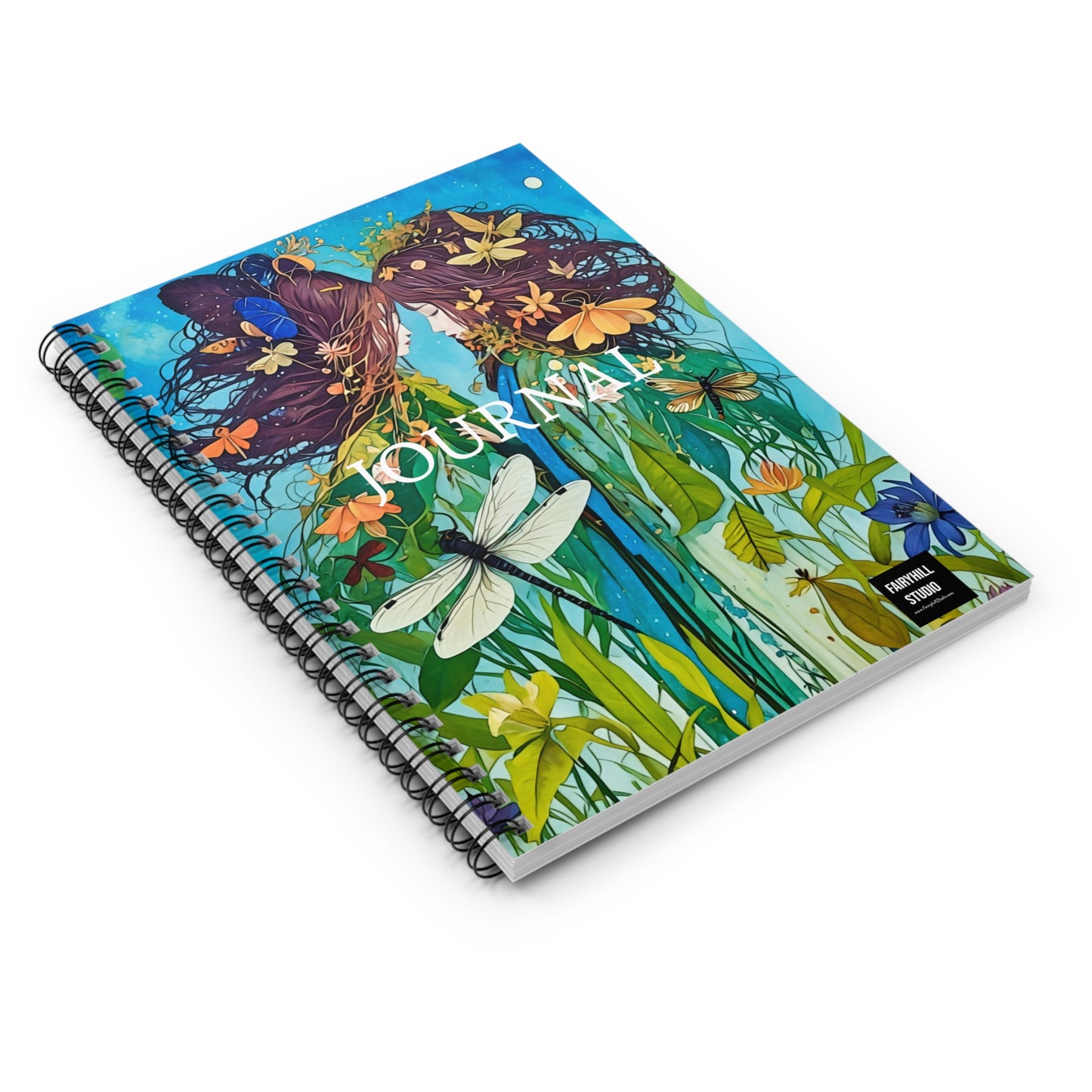 Journal - Fairy Hill Studio Two Sisters & The Dragonfly Art Spiral Notebook Ruled Line